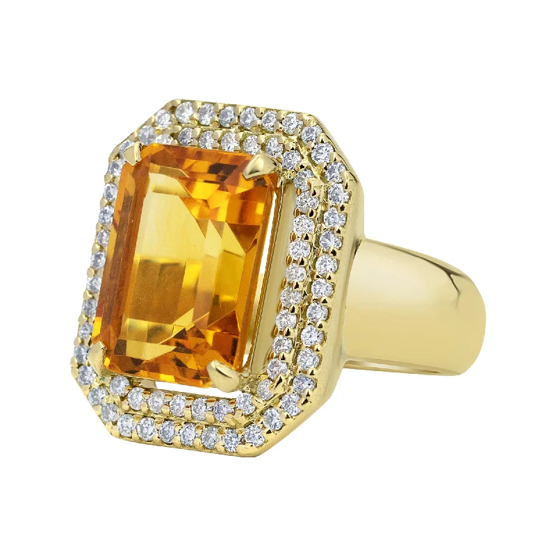 vintage promise rings for couples-Ring Citrine And Diamond (2329D)