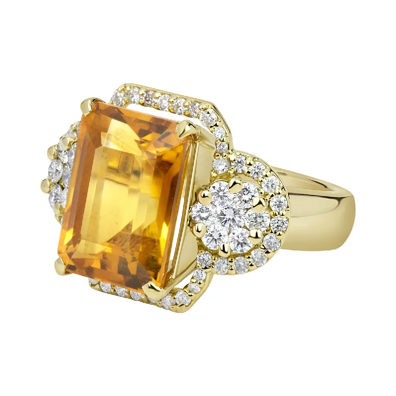 custom wedding rings with multi-stone designs-Ring - Citrine And Diamond (2329E)