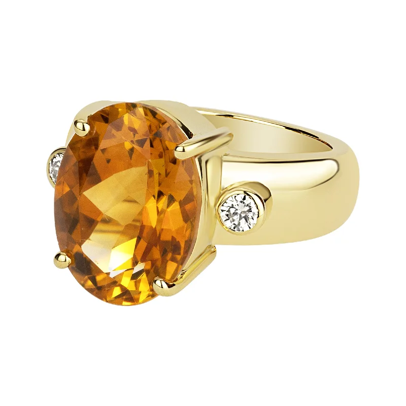 vintage rings for women with diamonds-Ring - Citrine And Diamond (2331E)