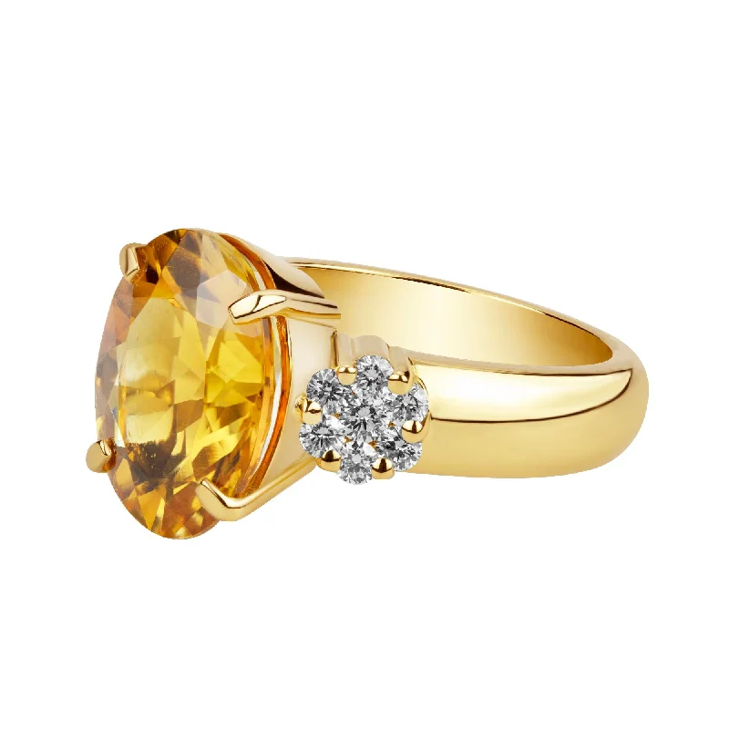 simple wedding bands with diamonds-Ring - Citrine And Diamond (2380B)