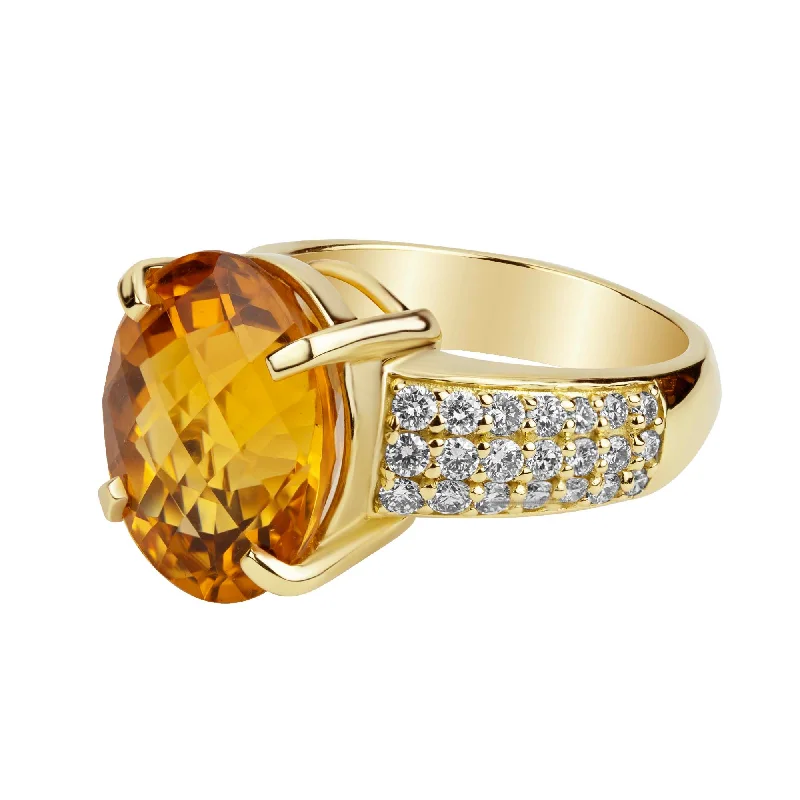 women’s titanium rings with diamonds-Ring - Citrine And Diamond (2390F)