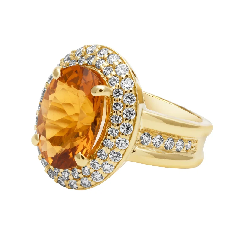 vintage rings for men with sapphires-Ring - Citrine And Diamond (2381B)