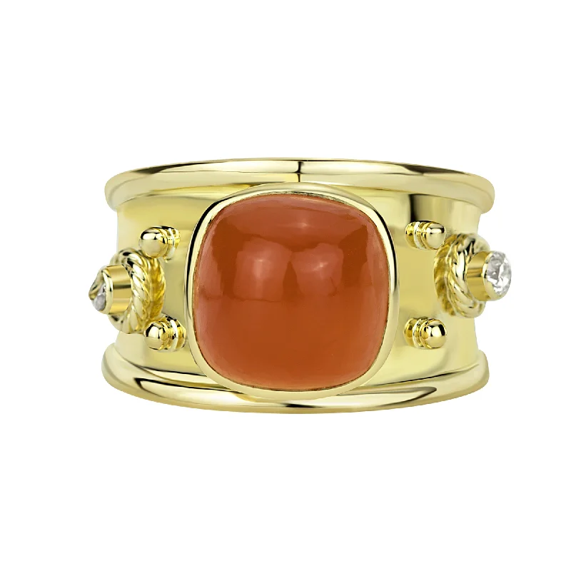 men’s wedding rings with custom gemstone settings-Ring - Cornelian And Diamond (1882M)