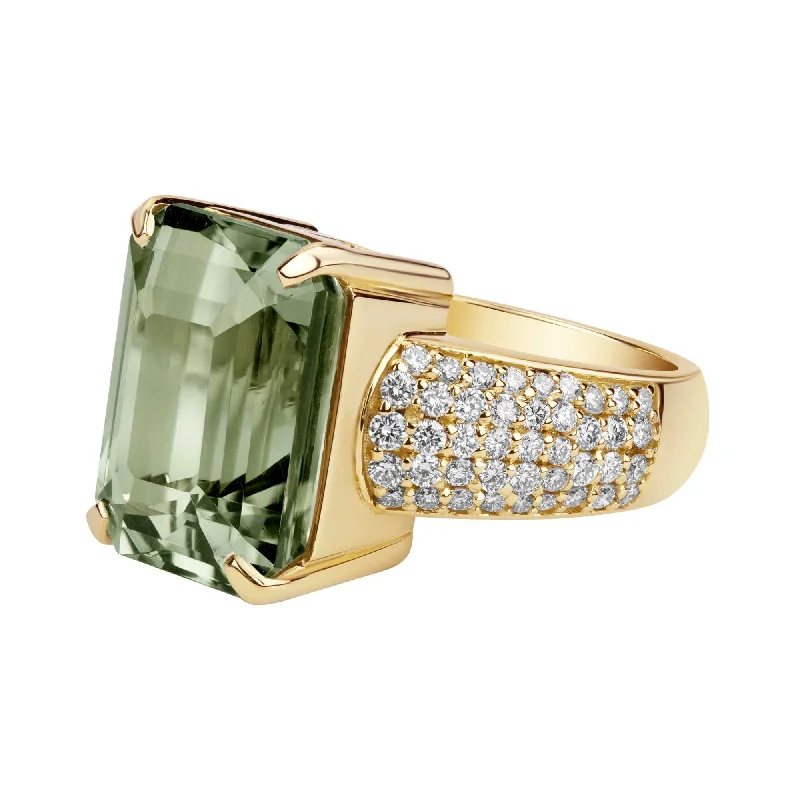 women’s rings with diamonds and sapphires-Ring - Green Quartz And Diamond (2380D)