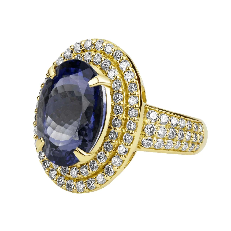 silver wedding rings for men with sapphires-Ring - Iolite And Diamond (2380F)