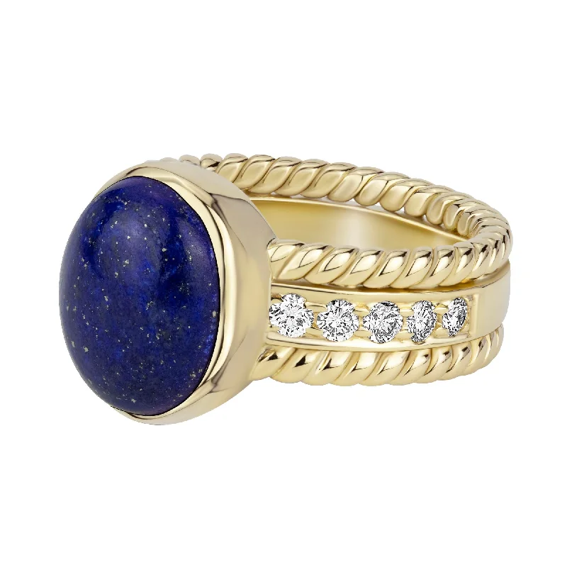 men’s rings with diamonds and emeralds-Ring - Lapis Lazulli And Diamond (2360E)