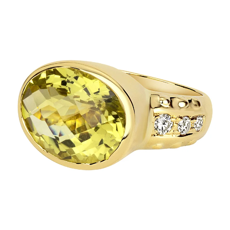 wedding bands for women with emerald diamonds-Ring - Lemon Quartz And Diamond (1126K)