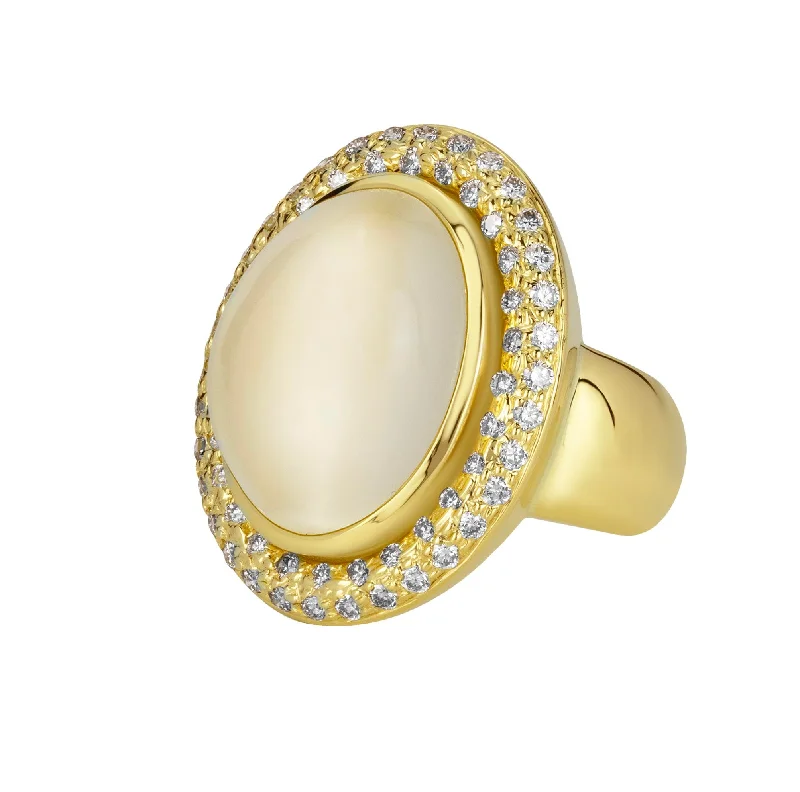 gold wedding rings with rubies for women-Ring - Moonstone And Diamond (2366B)