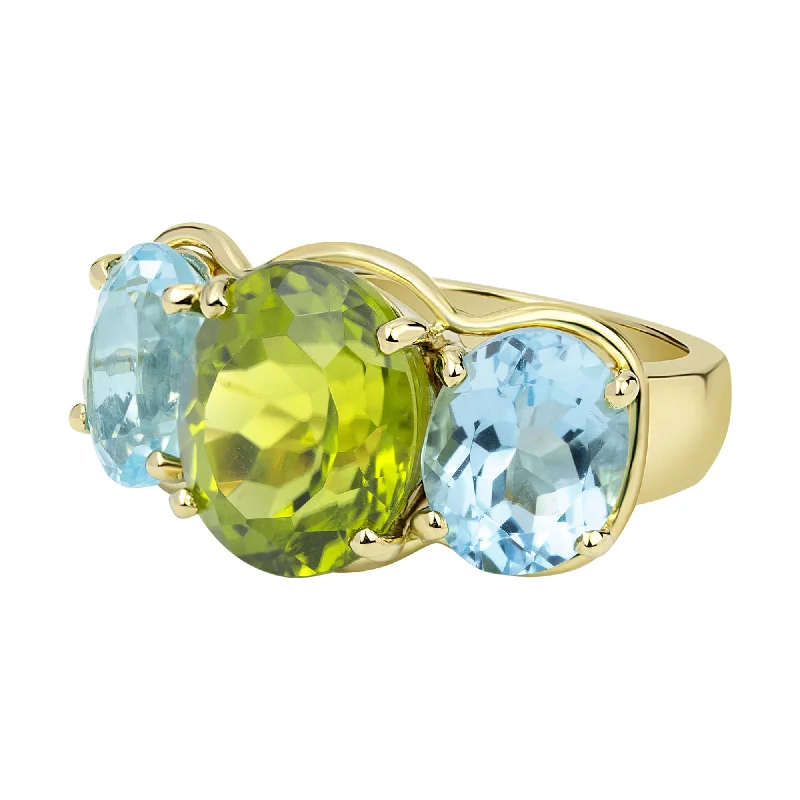 simple wedding bands with diamonds-Ring - Peridot And Blue Topaz (2330F)