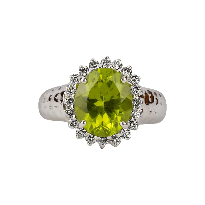 women’s engagement rings with diamonds and colored gemstones-Ring- Peridot And Diamond (193FS)