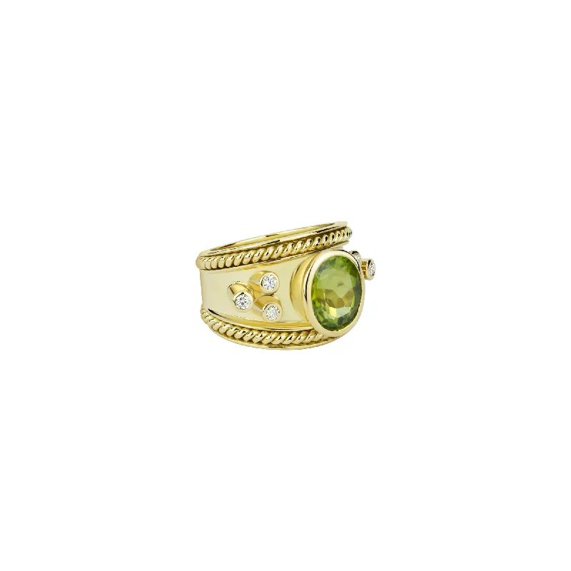 men’s vintage wedding bands with sapphires-Ring - Peridot And Diamond