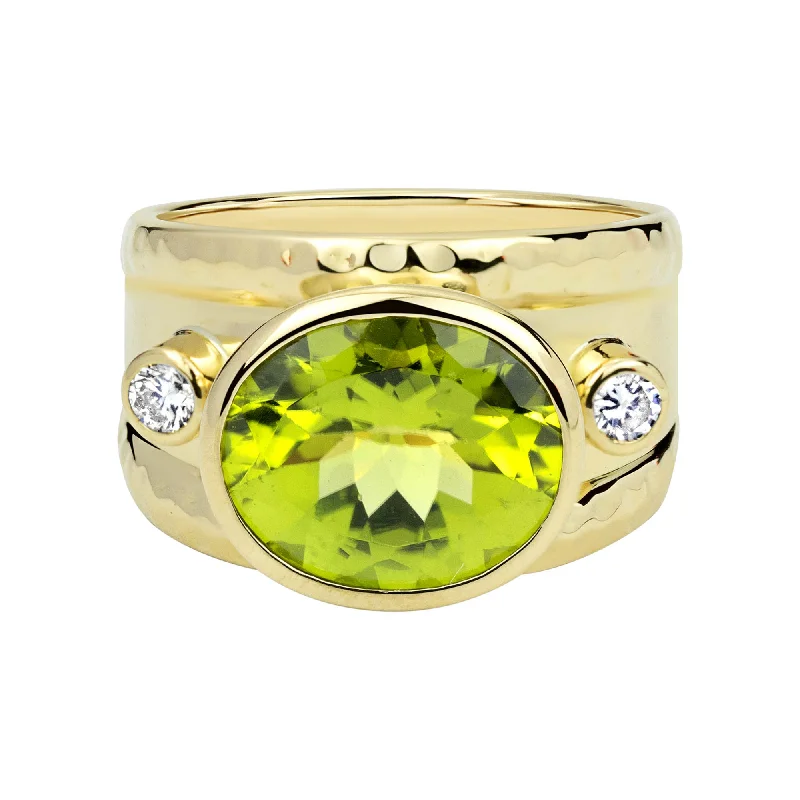 custom platinum engagement rings with diamonds-Ring - Peridot And Diamond (2323A)