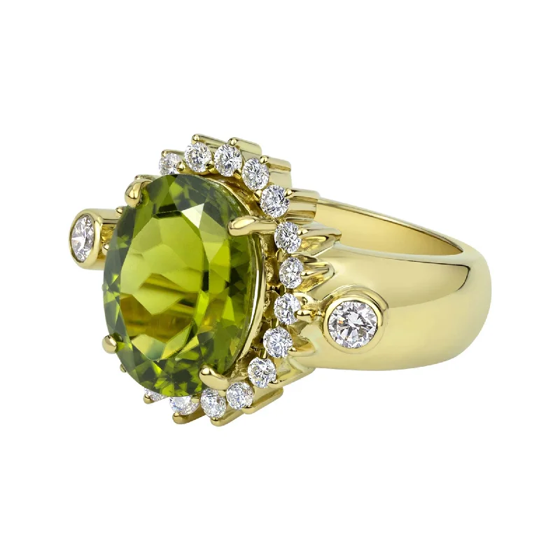 platinum engagement rings for women with diamonds-Ring - Peridot And Diamond (2332A)