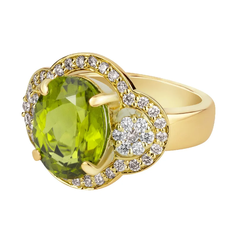 men’s wedding bands with multi-stones-Ring - Peridot And Diamond (2371B)