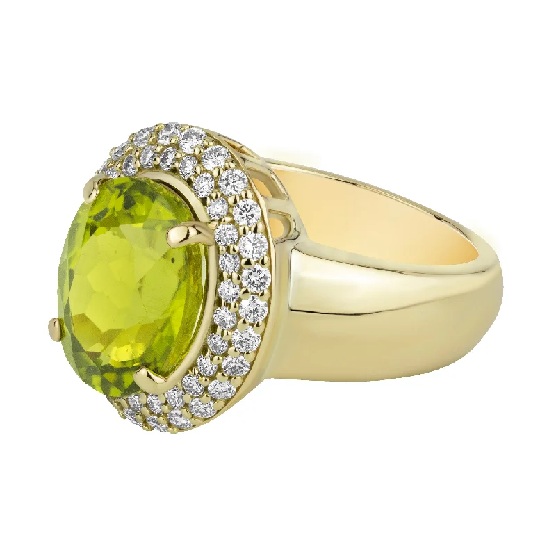 simple engagement rings for men-Ring - Peridot And Diamond (2373C)