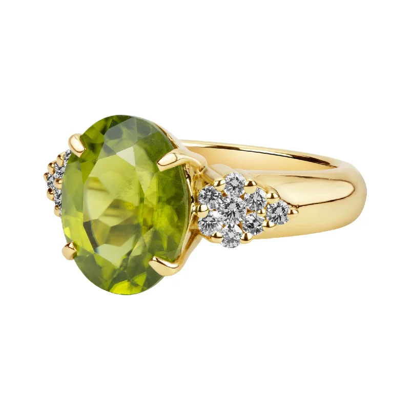 women’s engagement rings with colored stones-Ring - Peridot And Diamond (2380J)