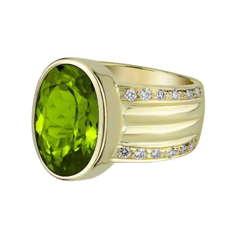 vintage wedding bands with diamonds and sapphires-Ring - Peridot & Diamond