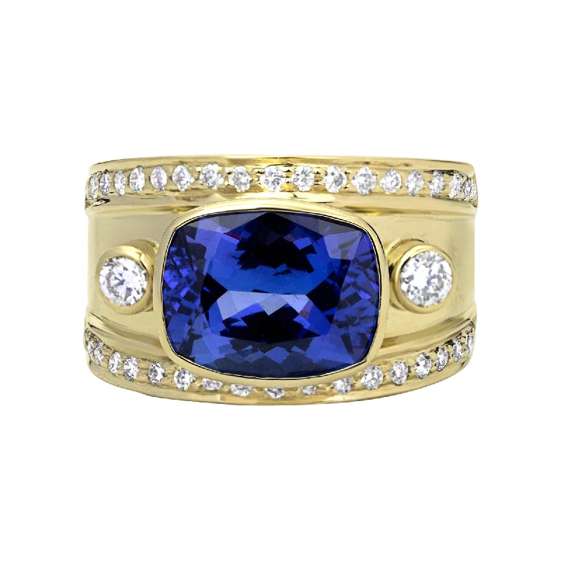 diamond engagement rings with rubies for men-Ring - Tanzanite And Diamond (2316D)