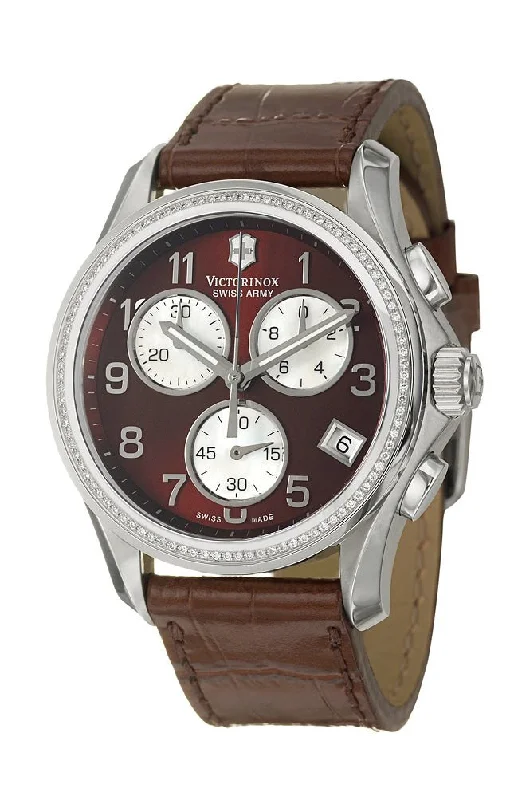 luxury watches with custom dials for men -Swiss Army Chrono Classic Steel Womens Strap Watch Quartz Brown & MOP Dial 241420