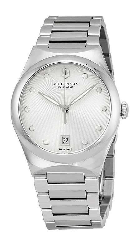 stylish watches for men with minimalist design -Swiss Army Victoria Stainless Steel Womens Watch Silver Dial Calendar 241630