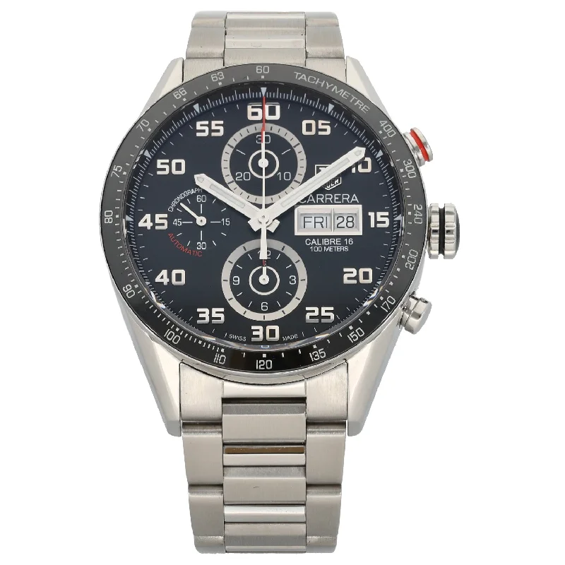 waterproof watches for men with multiple time zones -Tag Heuer Carrera CV2A1R 43mm Stainless Steel Watch