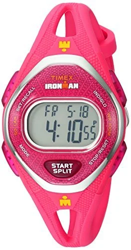 eco-friendly watches for men with natural materials -Timex Women's TW5M10700 Ironman Sleek 50 Pink Silicone Strap Watch