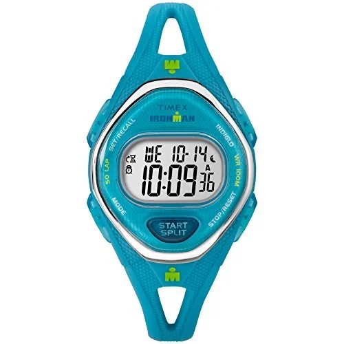 men’s watches with large, easy-to-read dials -Timex Women's TW5M13500 Ironman Sleek 50 Teal Silicone Strap Watch