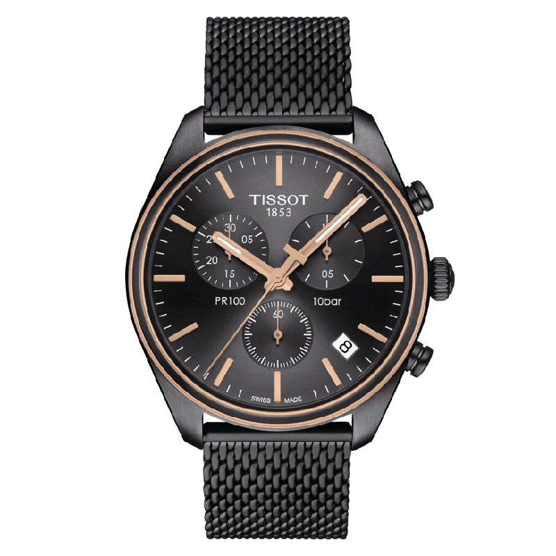 solar-powered watches for men with classic look -Tissot PR 100 Chronograph