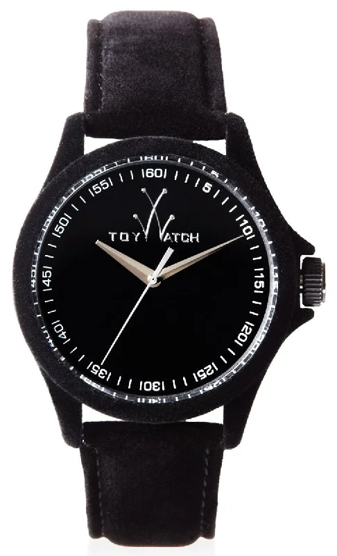 watches for women with bold dial designs and large markers -ToyWatch Sartorial Black Velvet Touch Womens Strap Watch PE01BK