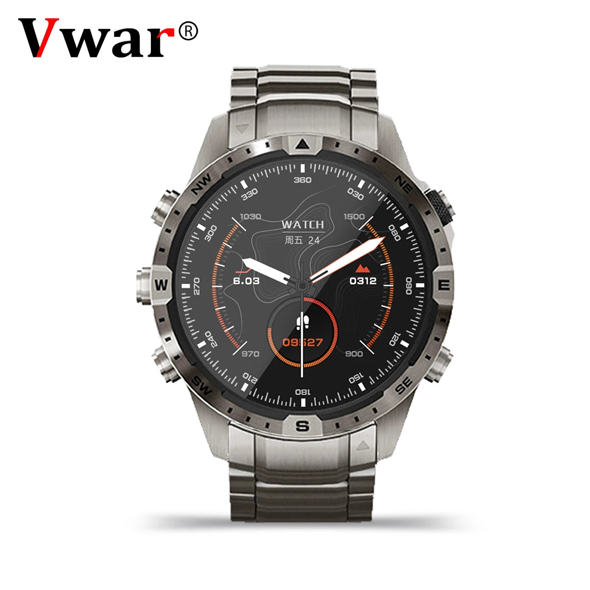 smartwatches for women with step and calorie tracking -VWAR MARQ Smart Watch Compass 1.6" Screen Titanium Alloy Men Rugged Smartwatch Bluetooth Call NFC